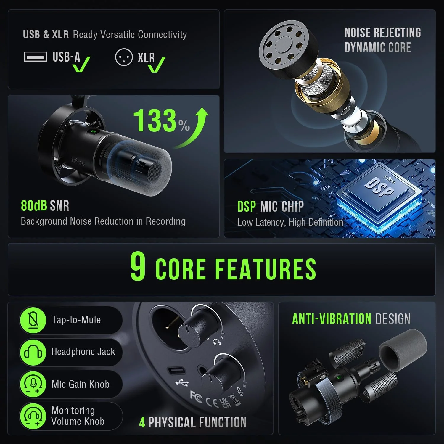 مجموعه استریم پادکست FIFINE، میکروفون XLR/USB داینامیک، میکسر صوتی گیمینگ RGB با فانتوم پاور 48 ولت، کابل XLR نر به ماده 3 متری برای ضبط وکال، صداگذاری، استریمینگ-K688+SC3+L9 مجموعه استریم پادکست FIFINE، میکروفون XLR/USB داینامیک، میکسر صوتی گیمینگ RGB با فانتوم پاور 48 ولت، کابل XLR نر به ماده 3 متری برای ضبط وکال، صداگذاری، استریمینگ-K688+SC3+L9