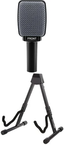 میکروفون حرفه ای سنهایزر مدل E906 به همراه پایه گیتار تاشو قابل تنظیم آمازون بیسیکس، مشکی