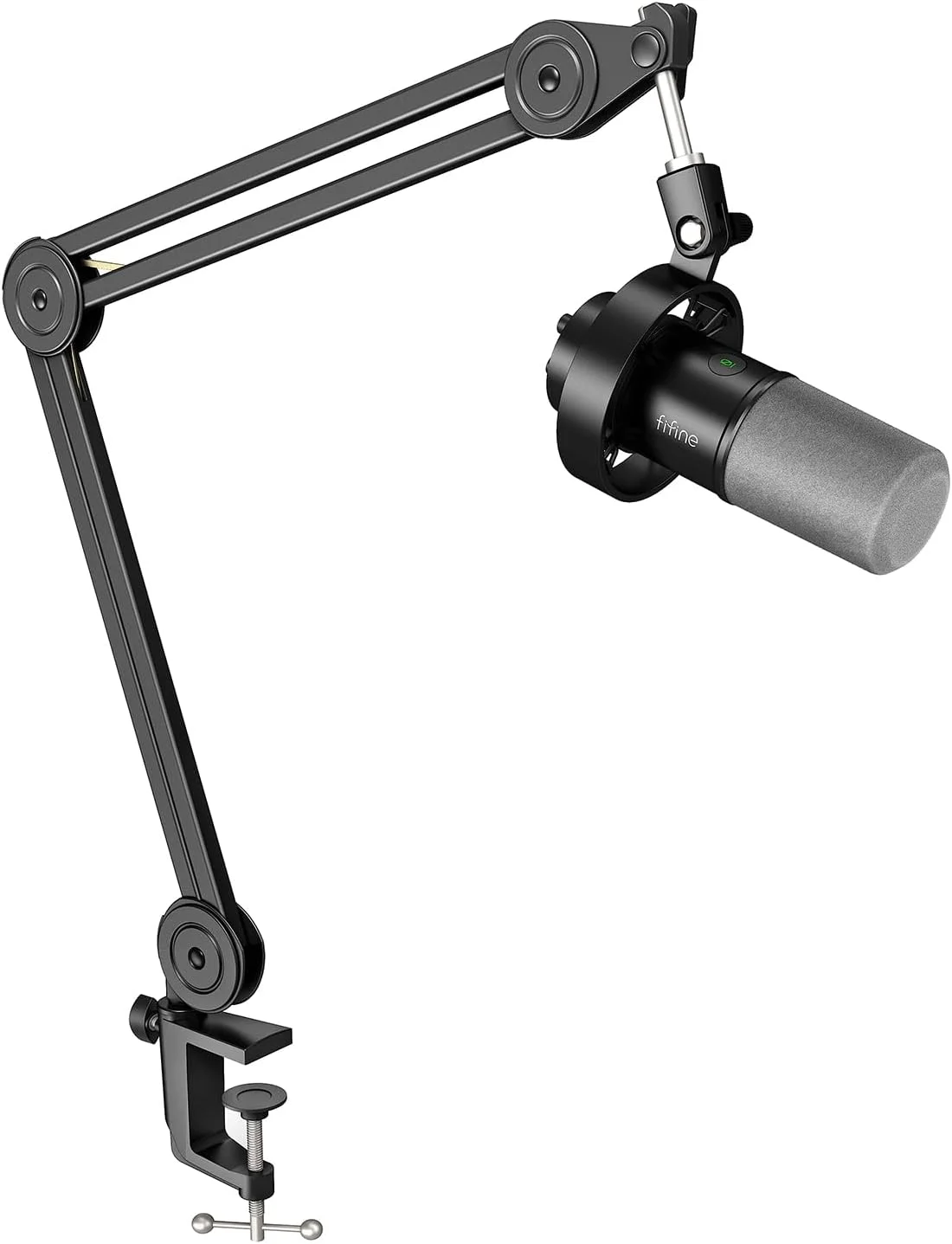 میکروفون داینامیک FIFINE و کیت بازوی بوم سنگین، ست میکروفون ضبط پادکست XLR/USB برای کامپیوتر با جک هدفون، کنترل حجم صدا، بادگیر برای استریم صدا، صداگذاری و بازی (K688+BM63)