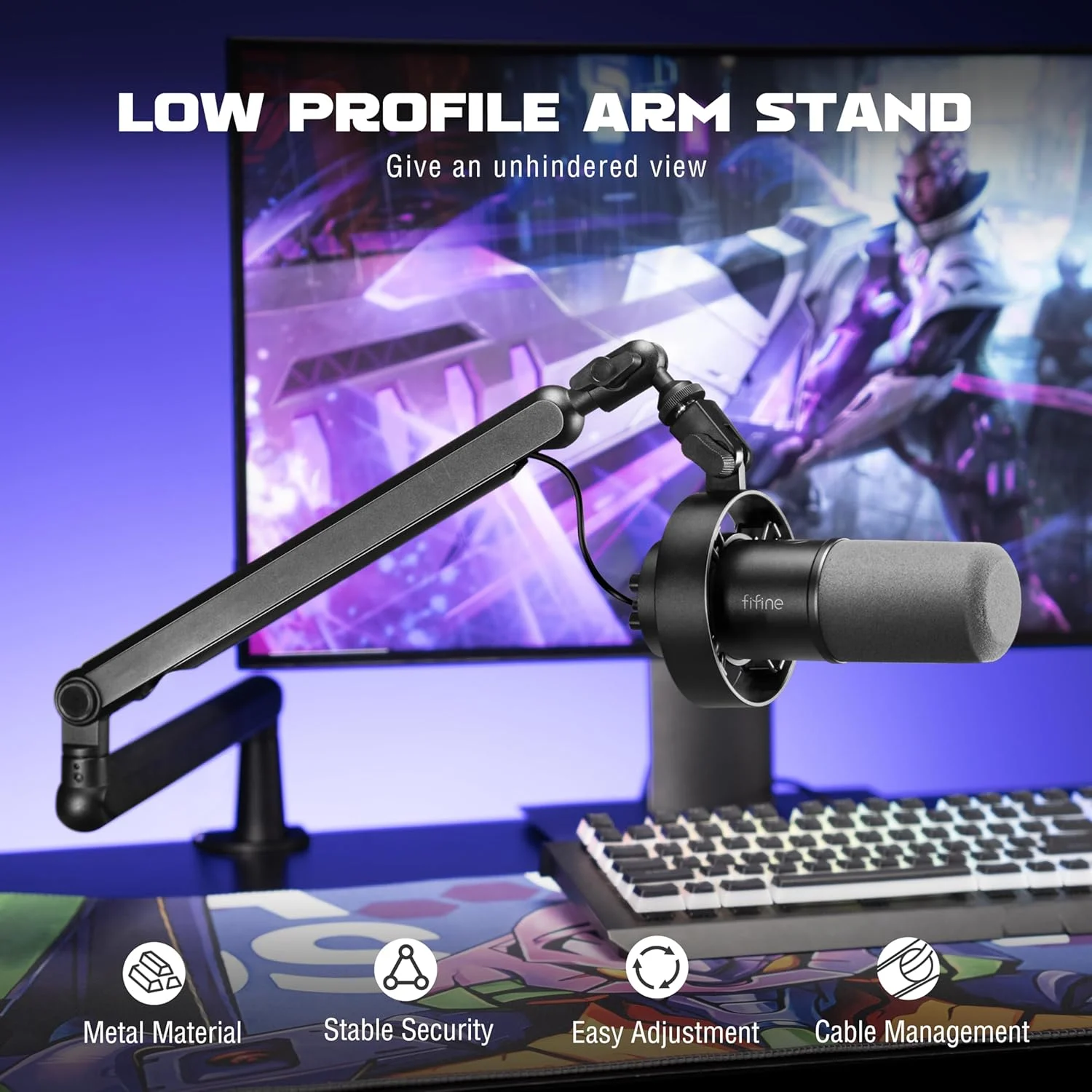 میکروفون داینامیک FIFINE و پایه بازویی کم ارتفاع، میکروفون ضبط پادکست XLR/USB برای استریم صدا به همراه بازوی فلزی، دکمه قطع صدا، جک هدفون برای استودیوی گیمینگ (K688+BM88) میکروفون داینامیک FIFINE و پایه بازویی کم ارتفاع، میکروفون ضبط پادکست XLR/USB برای استریم صدا به همراه بازوی فلزی، دکمه قطع صدا، جک هدفون برای استودیوی گیمینگ (K688+BM88)