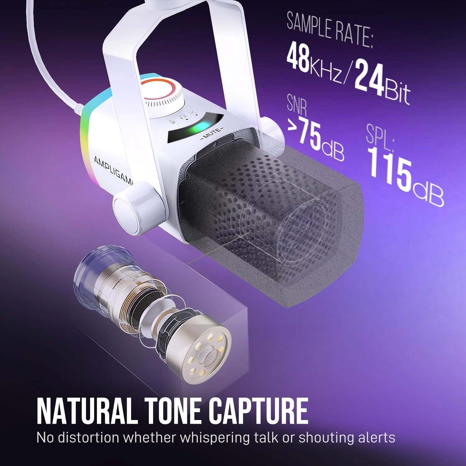 کیت میکروفون صوتی گیمینگ FIFINE، میکروفون USB/XLR با بازوی فلزی RGB، میکسر صوتی با صدای فراگیر 7.1 کاناله - دکمه تنظیم صدا - قطع صدا - چت صوتی و کابل متعادل XLR 10 فوتی برای استریم، پادکست - AM8PROTW+SC8W+L9W