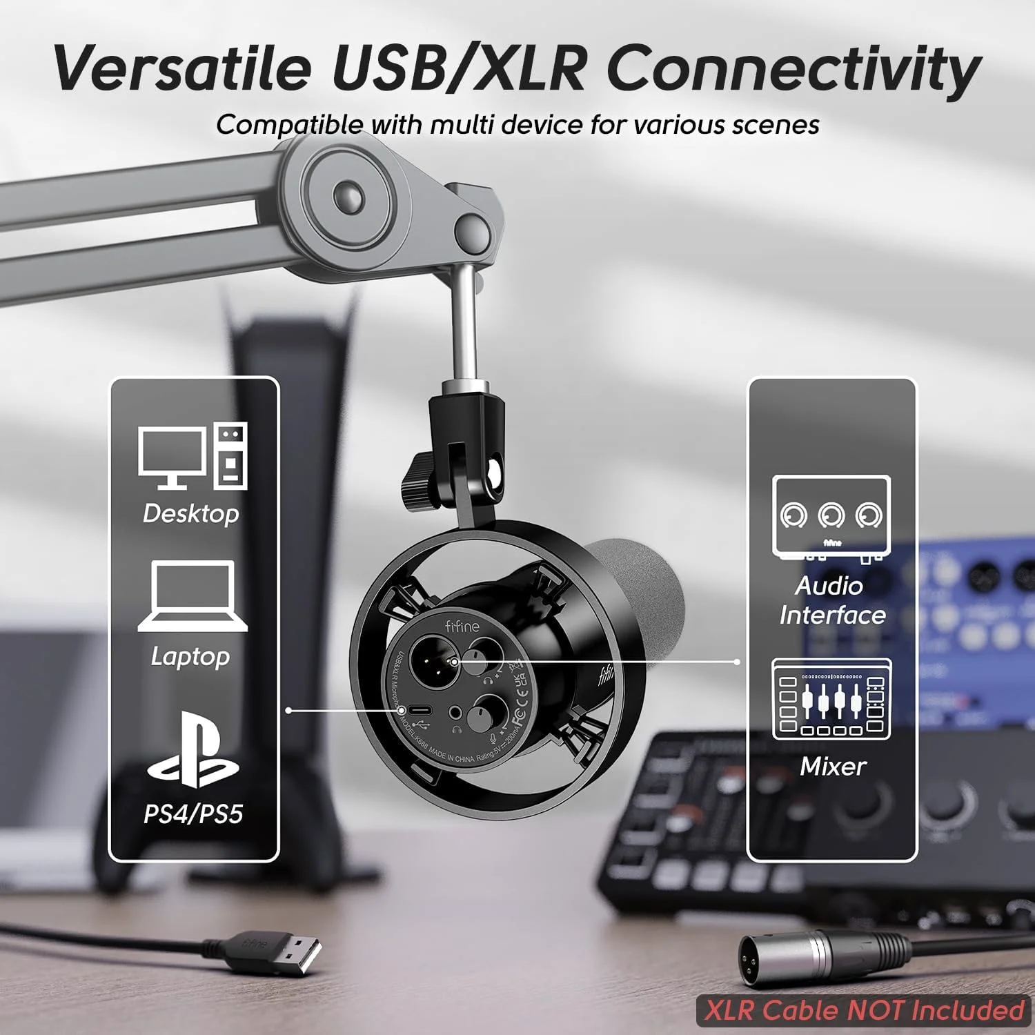 میکروفون داینامیک FIFINE و کیت بازوی بوم سنگین، ست میکروفون ضبط پادکست XLR/USB برای کامپیوتر با جک هدفون، کنترل حجم صدا، بادگیر برای استریم صدا، صداگذاری و بازی (K688+BM63) میکروفون داینامیک FIFINE و کیت بازوی بوم سنگین، ست میکروفون ضبط پادکست XLR/USB برای کامپیوتر با جک هدفون، کنترل حجم صدا، بادگیر برای استریم صدا، صداگذاری و بازی (K688+BM63)