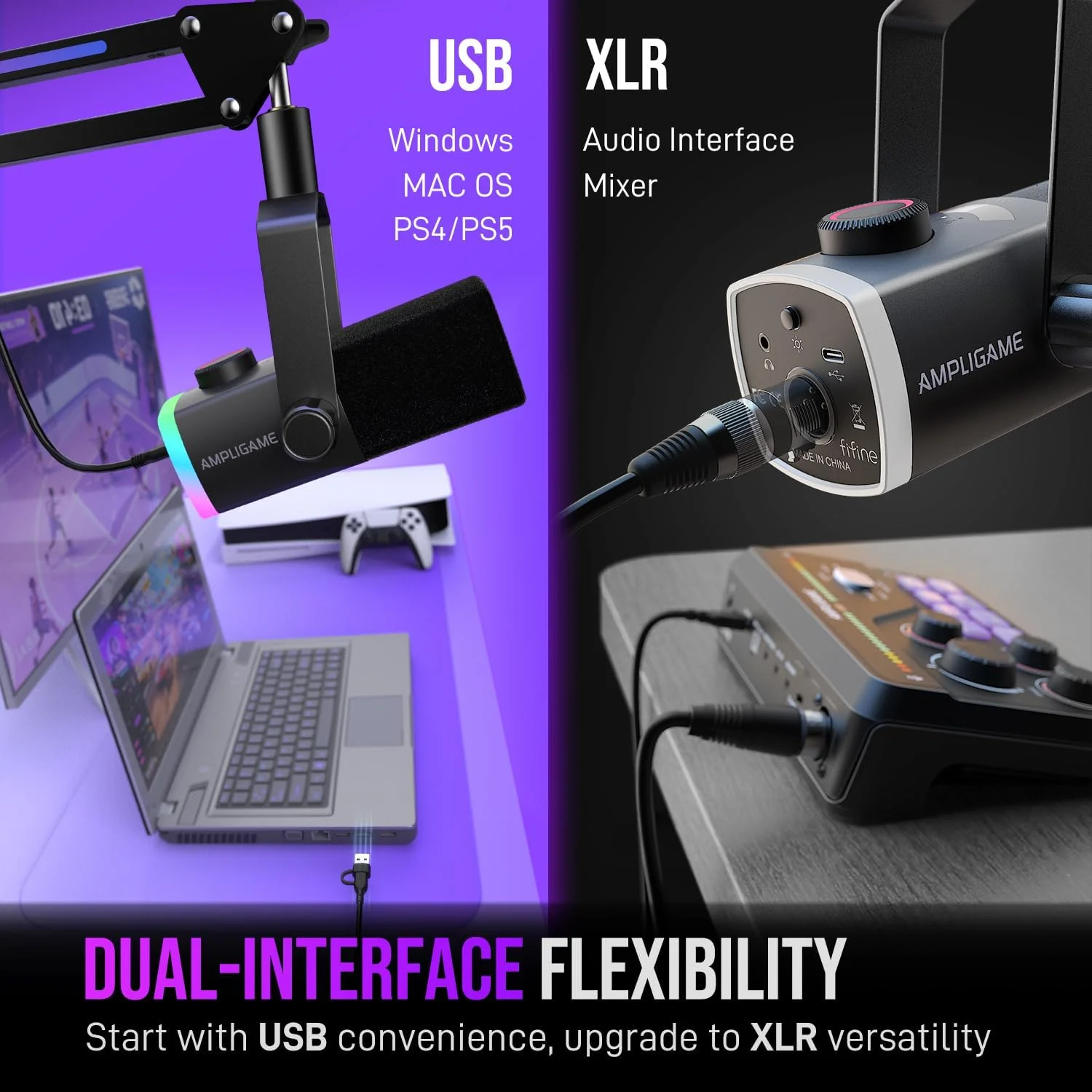 بسته صوتی گیمینگ FIFINE PC: میکروفون XLR/USB داینامیک با بازوی بوم + میکسر صدا با فانتوم پاور 48 ولت، کنترل صدا + کابل XLR 3 متری برای پادکست/ضبط/صدای بازی (AM8PROT+SC3+L9) بسته صوتی گیمینگ FIFINE PC: میکروفون XLR/USB داینامیک با بازوی بوم + میکسر صدا با فانتوم پاور 48 ولت، کنترل صدا + کابل XLR 3 متری برای پادکست/ضبط/صدای بازی (AM8PROT+SC3+L9)