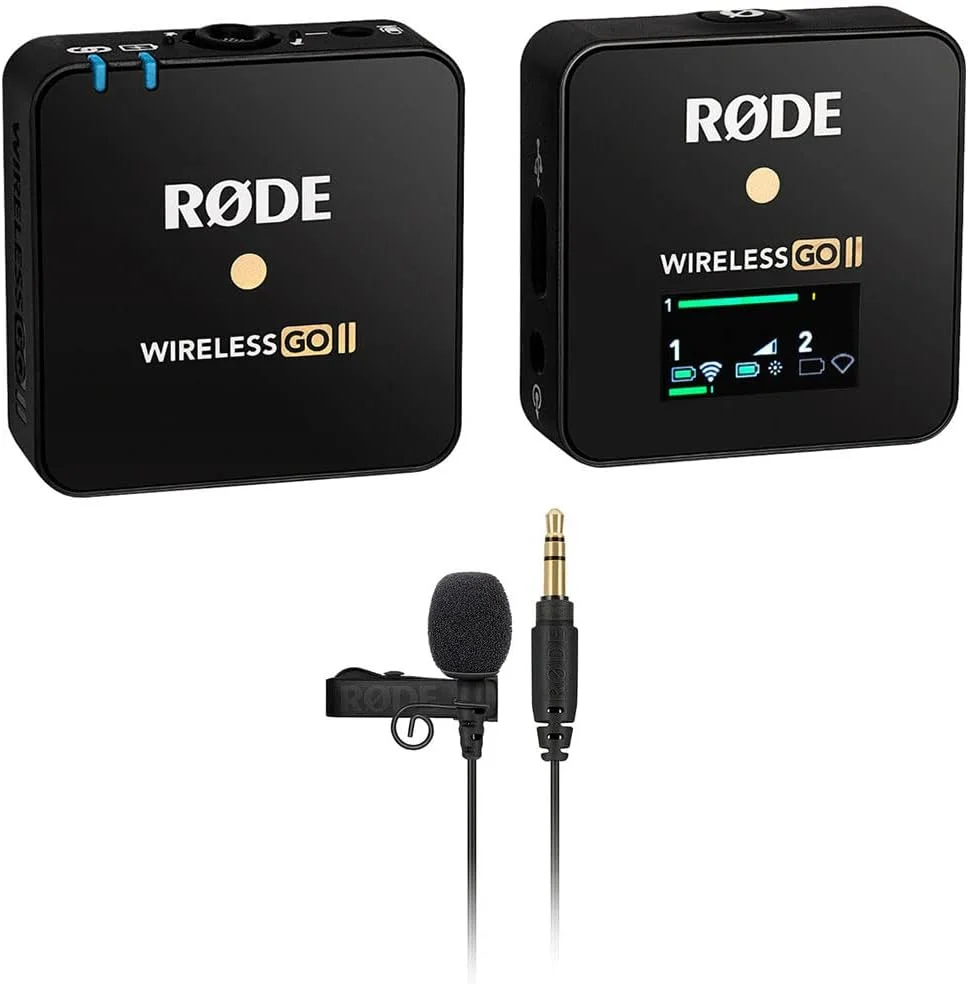 سیستم ضبط/میکروفون دیجیتال بی سیم جمع و جور Rode Wireless GO II به همراه میکروفون یقه ای همه جهته برای سیستم های GO