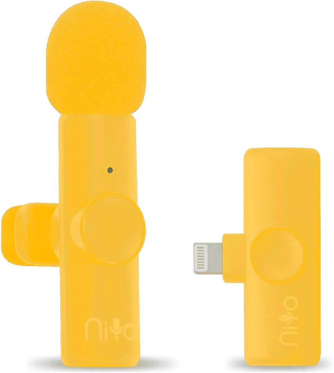 میکروفون یقه ای بی سیم Niyo - میکروفون ضبط ویدیویی حرفه ای، میکروفون یقه ای سبک وزن برای آیفون، میکروفون های گیره ای کاهش نویز برای وبلاگ نویسان ویدئویی، مصاحبه کنندگان، تولیدکنندگان محتوا (زرد)