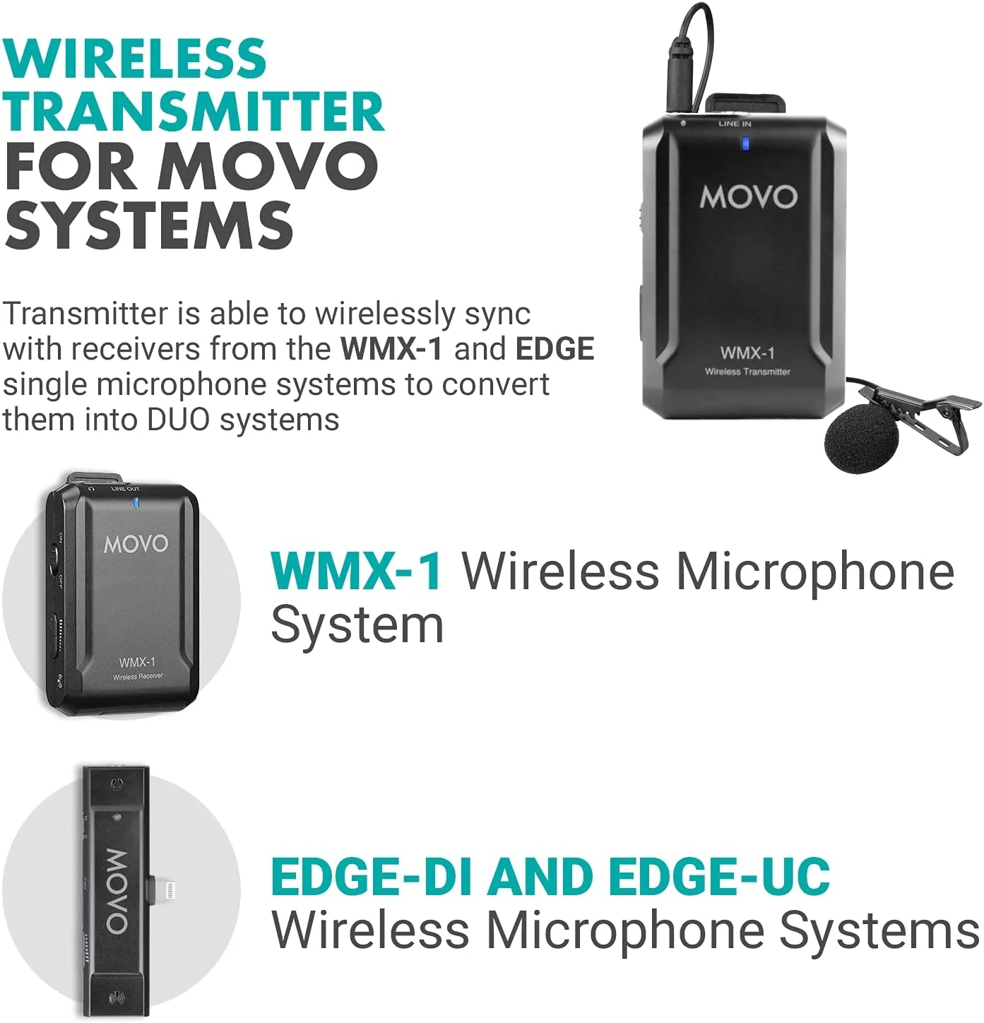 فرستنده میکروفون یقه ای بی سیم Movo WMX-1-TX 2.4GHz، صدای شفاف