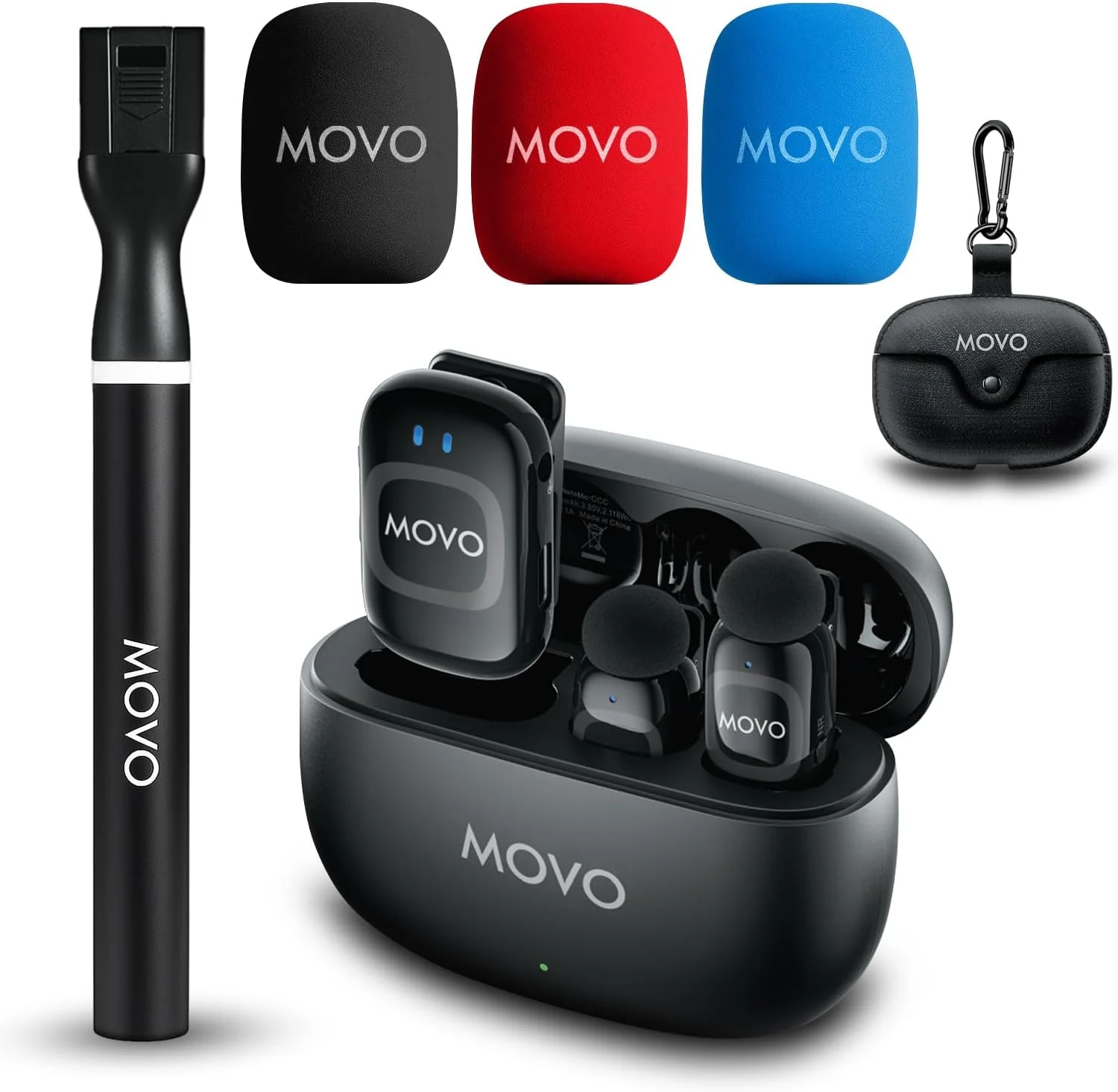 میکروفون یقه ای بی سیم Movo NanoMic برای دوربین - سیستم میکروفون گیره ای TRS برای دوربین های DSLR، فیلمبرداری و دوربین های بدون آینه، فیلم، مصاحبه با دسته میکروفون بی سیم WMX-HM2