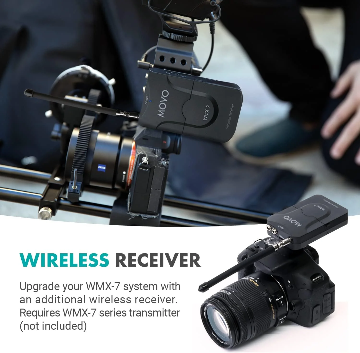 گیرنده بی‌سیم Movo WMX-7 RX برای سیستم میکروفون بی‌سیم VHF مدل WMX-7 (فقط گیرنده) - گیرنده بی‌سیم برای میکروفون‌های دستی، فرستنده‌های میکروفون یقه‌ای - گیرنده Bodypack برای رویدادها، ضبط