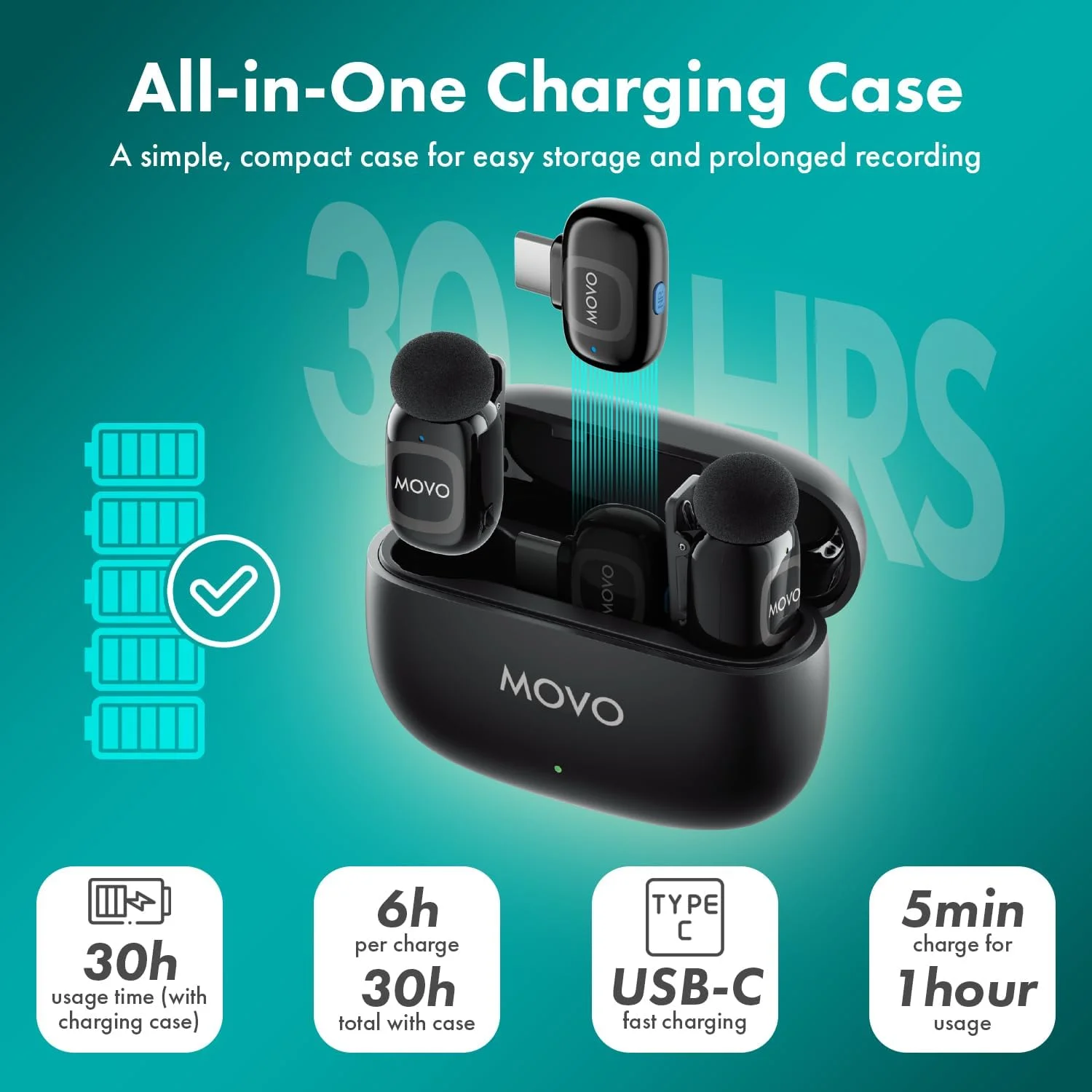 میکروفون بیسیم دوگانه USB-C Movo NanoMic برای آیفون 15/16/17 و بالاتر، اندروید، آیپد پرو و لپتاپها - میکروفون یقهای بیسیم برای تلفنهای هوشمند و دستگاههای USB-C، عالی برای ولاگ و TikTok میکروفون بیسیم دوگانه USB-C Movo NanoMic برای آیفون 15/16/17 و بالاتر، اندروید، آیپد پرو و لپتاپها - میکروفون یقهای بیسیم برای تلفنهای هوشمند و دستگاههای USB-C، عالی برای ولاگ و TikTok