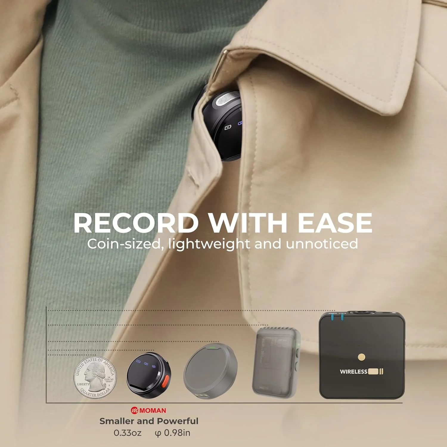 مجموعه میکروفون یقه ای بی سیم 3 در 1 مومان برای آیفون/اندروید/دوربین/لپ تاپ/کامپیوتر، میکروفون لاو با قابلیت حذف نویز فعال و ضبط ویدیویی 48 ساعته، میکروفون های گیره ای/مغناطیسی کوچک برای لایتنینگ/USB-C/3.5mm مجموعه میکروفون یقه ای بی سیم 3 در 1 مومان برای آیفون/اندروید/دوربین/لپ تاپ/کامپیوتر، میکروفون لاو با قابلیت حذف نویز فعال و ضبط ویدیویی 48 ساعته، میکروفون های گیره ای/مغناطیسی کوچک برای لایتنینگ/USB-C/3.5mm