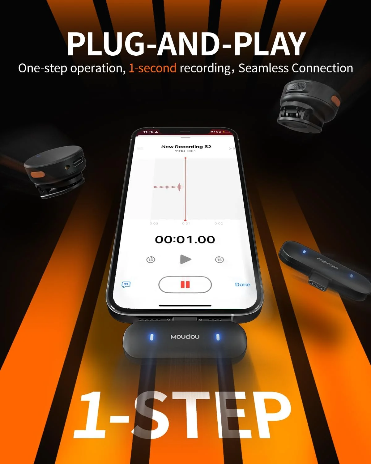 میکروفون یقه‌ای بی‌سیم مینی برای گوشی‌های آیفون ۱۵ و ۱۶ و اندروید با قابلیت حذف نویز و برد ۳۰ متری، میکروفون گیره‌ای برای ضبط ویدیو، ولاگ، یوتیوب و تیک‌تاک (USB-C و لایتنینگ، مشکی)