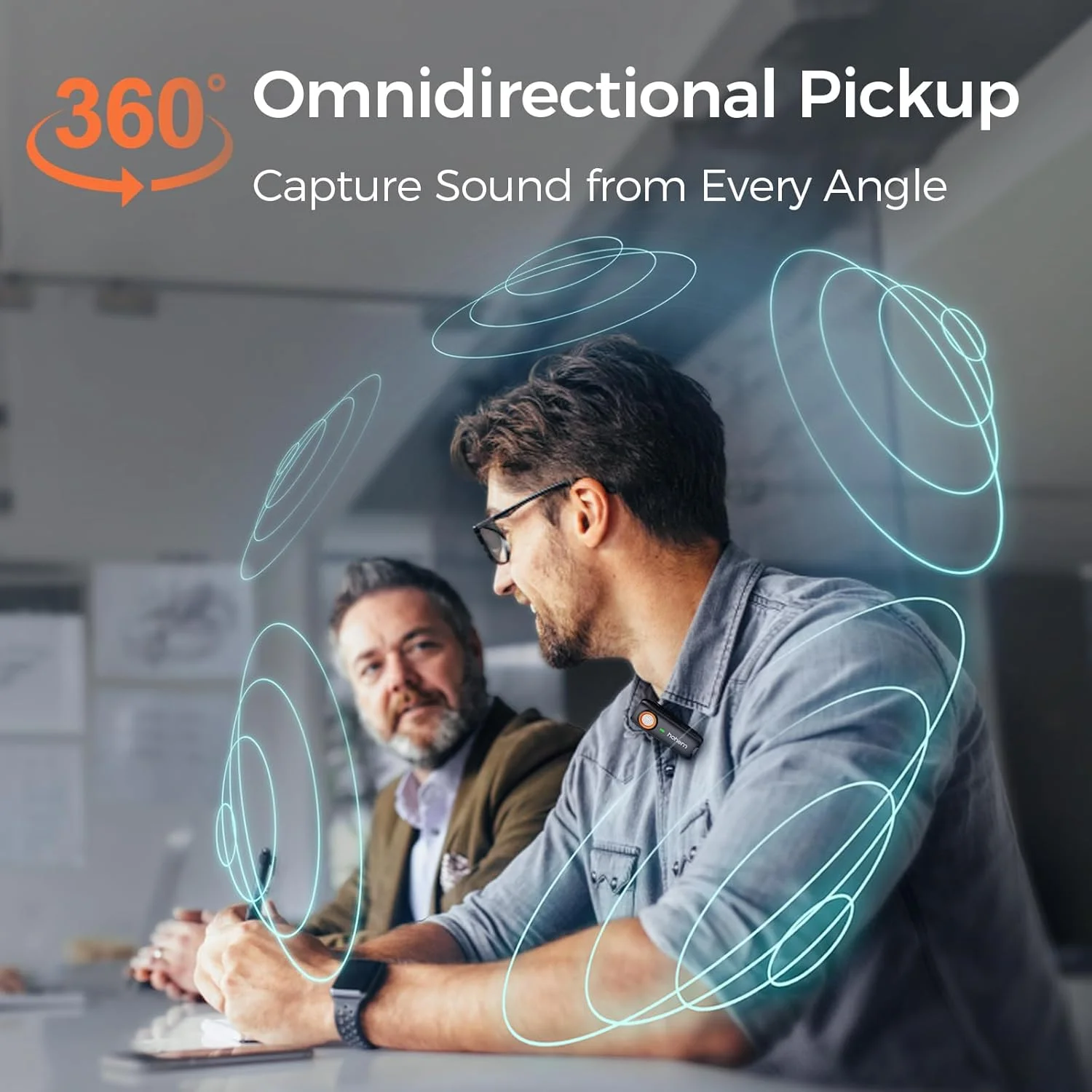 میکروفون یقه ای بی سیم hohem MIC-01، حذف نویز DSP، باتری 20 ساعته، میکروفون بی سیم برای اندروید، کامپیوتر، دوربین، مصاحبه، ولاگ (2 فرستنده + 1 گیرنده + جعبه شارژ)، ایده آل با hohem M6