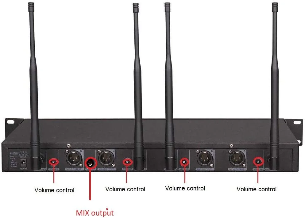 سیستم میکروفون بی سیم یقه ای (لاوالیر) و هدست GTDaudio 4 x 800 کانال فرکانس قابل تنظیم UHF با تنوع واقعی مدل 787HL (2 میکروفون یقه ای و 2 میکروفون دستی)