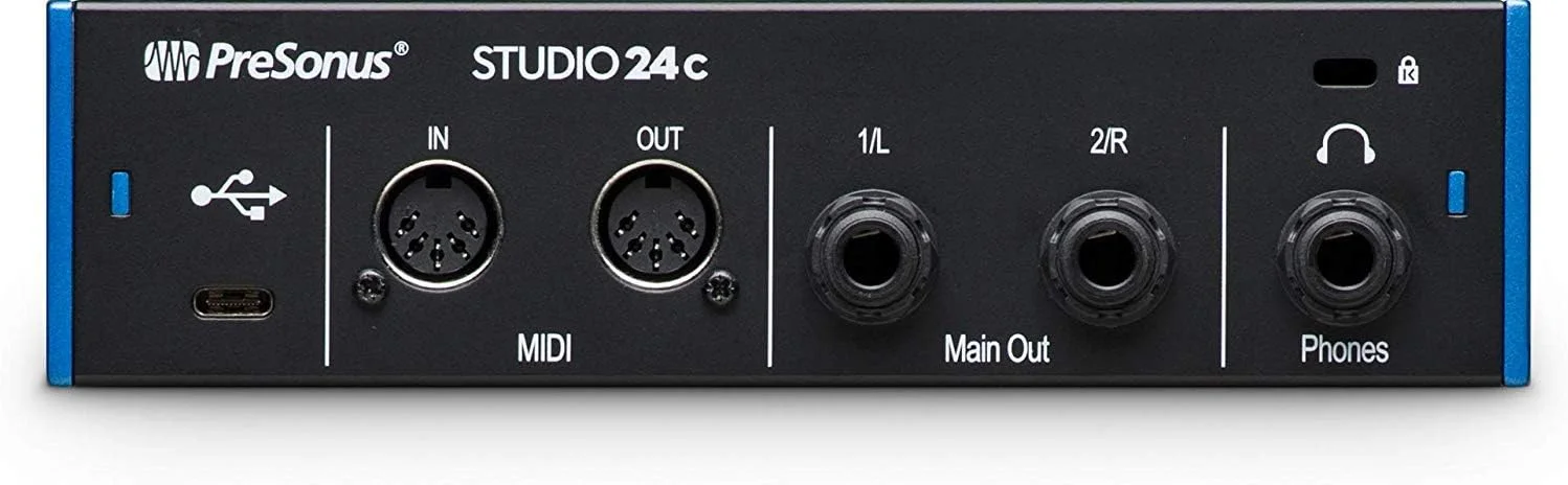 کارت صدای Presonus Studio 24c USB-C با 2 پری امپ XMAX-L، خروجی هدفون و MIDI I/O به همراه یک جفت کابل EMB XLR و بسته اضافی کارت صدای Presonus Studio 24c USB-C با 2 پری امپ XMAX-L، خروجی هدفون و MIDI I/O به همراه یک جفت کابل EMB XLR و بسته اضافی