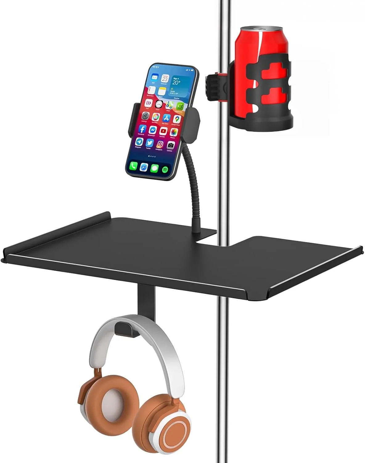 نگهدارنده نوشیدنی پایه میکروفون با قابلیت تنظیم 360 درجه به همراه نگهدارنده فلزی چند منظوره تلفن و سینی پایه میکروفون با جای لیوان