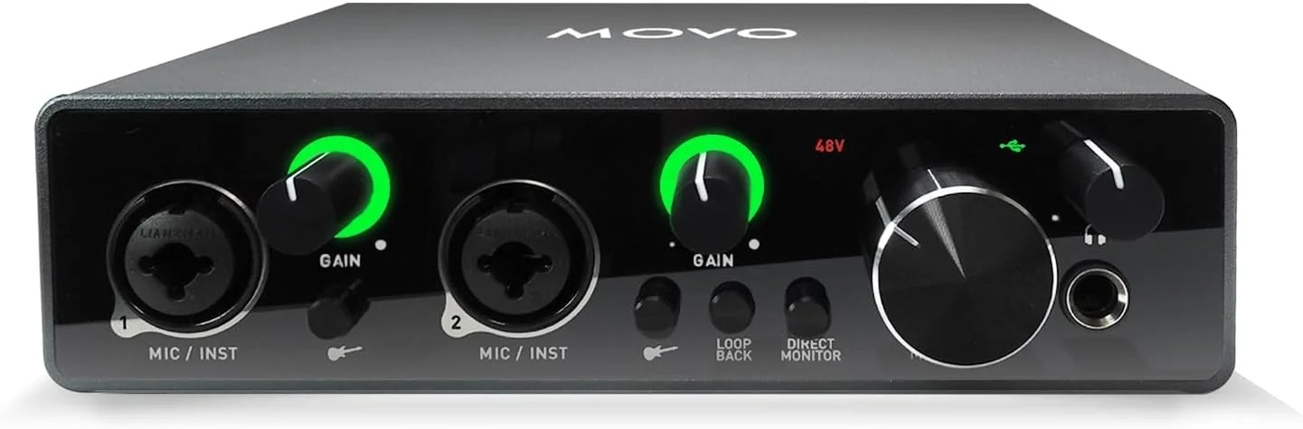 اینترفیس صوتی USB Movo MDX-1 2x2: دو کاناله با فانتوم پاور 48 ولت - تجهیزات ضبط صدا، آهنگسازی و پادکستینگ قابل حمل اینترفیس صوتی USB Movo MDX-1 2x2: دو کاناله با فانتوم پاور 48 ولت - تجهیزات ضبط صدا، آهنگسازی و پادکستینگ قابل حمل