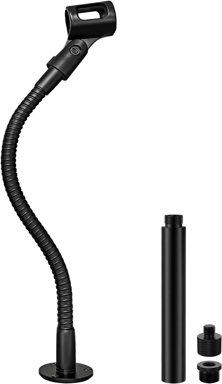 کیت پایه میکروفون ماژولار 19 اینچی - پایه میکروفون رومیزی گردن غازی انعطاف پذیر و مقاوم با پایه فلنج و لوله افزایش ارتفاع کیت پایه میکروفون ماژولار 19 اینچی - پایه میکروفون رومیزی گردن غازی انعطاف پذیر و مقاوم با پایه فلنج و لوله افزایش ارتفاع