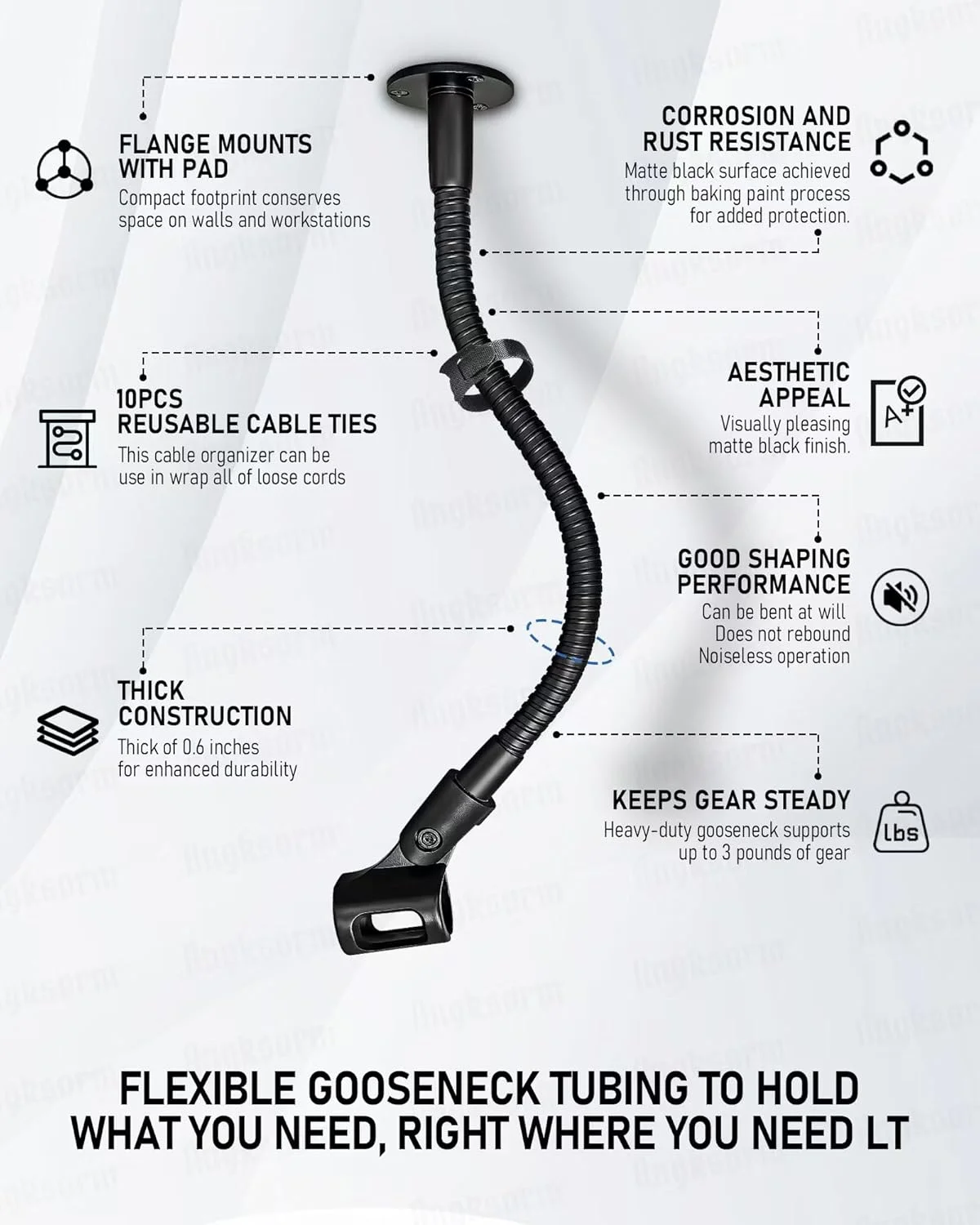 کیت پایه میکروفون ماژولار 19 اینچی - پایه میکروفون رومیزی گردن غازی انعطاف پذیر و مقاوم با پایه فلنج و لوله افزایش ارتفاع