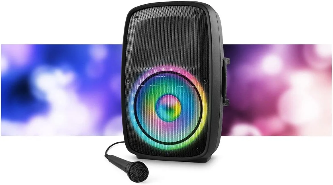 اسپیکر مهمانی 500 واتی ION Audio Total PA Glow - قدرت بالا، صدای واضح و پرطراوت با جلوه های بصری LED و میکروفون (Total PA Glow 3) (بازسازی شده)