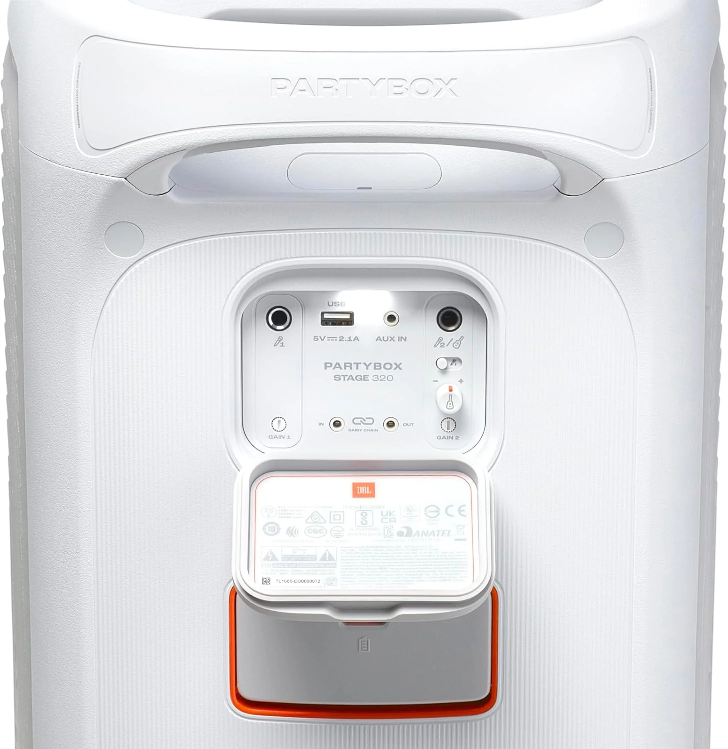 اسپیکر مهمانی قابل حمل JBL PartyBox Stage 320 با دسته تلسکوپی و چرخهای پهن و محکم، صدای قدرتمند JBL Pro، نمایش نورهای مدرن، تا 18 ساعت پخش، مقاوم در برابر پاشش آب (سفید) اسپیکر مهمانی قابل حمل JBL PartyBox Stage 320 با دسته تلسکوپی و چرخهای پهن و محکم، صدای قدرتمند JBL Pro، نمایش نورهای مدرن، تا 18 ساعت پخش، مقاوم در برابر پاشش آب (سفید)