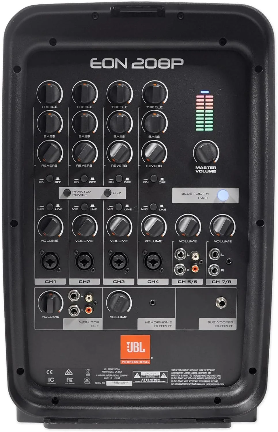 سیستم صوتی قابل حمل JBL Professional EON208P با دو بلندگو، میکسر 8 کاناله و بلوتوث، مشکی به همراه میکروفون AKG