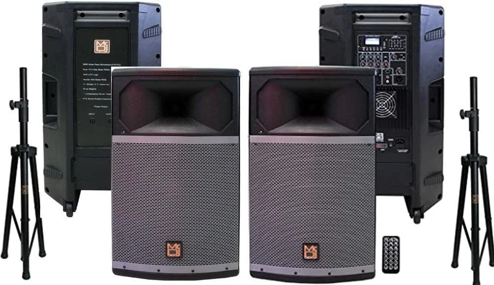 آقای دی جی USA PRO115BT و PRO115S PA DJ بلندگوی اکتیو و پسیو و پایه ها، بلندگوی حرفه ای PRO PA DJ فول رنج 15 اینچی دو طرفه اکتیو و پسیو