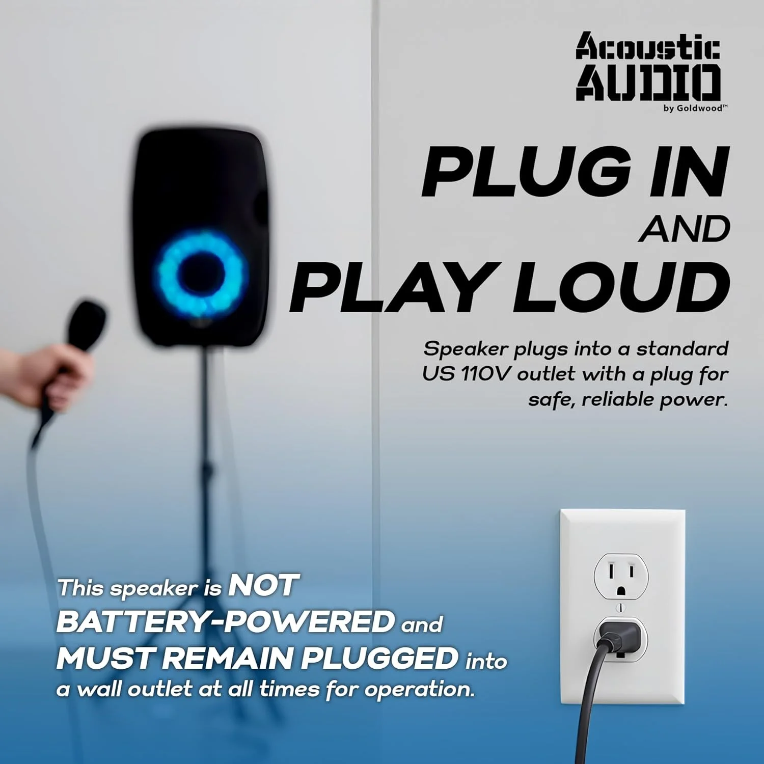 اسپیکر بلوتوثی 1000 واتی Acoustic Audio by Goldwood با LED چشمک زن، سیستم PA پلاگین بزرگ با پایه، میکروفون و ریموت برای کارائوکه، دی جی یا مهمانی - تصویر 2 اسپیکر بلوتوثی 1000 واتی Acoustic Audio by Goldwood با LED چشمک زن، سیستم PA پلاگین بزرگ با پایه، میکروفون و ریموت برای کارائوکه، دی جی یا مهمانی - تصویر 2