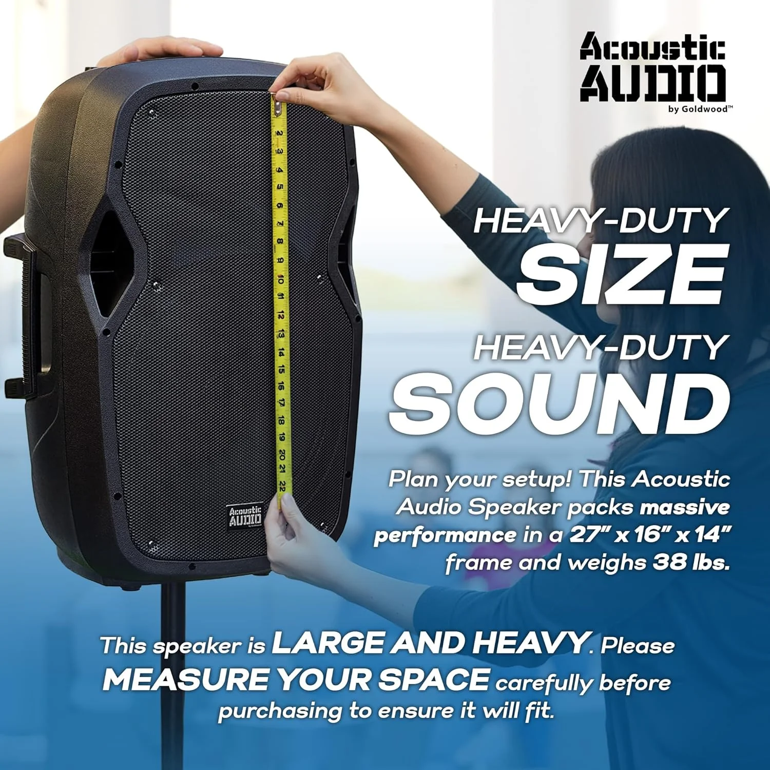 اسپیکر بلوتوثی 1000 واتی Acoustic Audio by Goldwood با LED چشمک زن، سیستم PA پلاگین بزرگ با پایه، میکروفون و ریموت برای کارائوکه، دی جی یا مهمانی - تصویر 3 اسپیکر بلوتوثی 1000 واتی Acoustic Audio by Goldwood با LED چشمک زن، سیستم PA پلاگین بزرگ با پایه، میکروفون و ریموت برای کارائوکه، دی جی یا مهمانی - تصویر 3