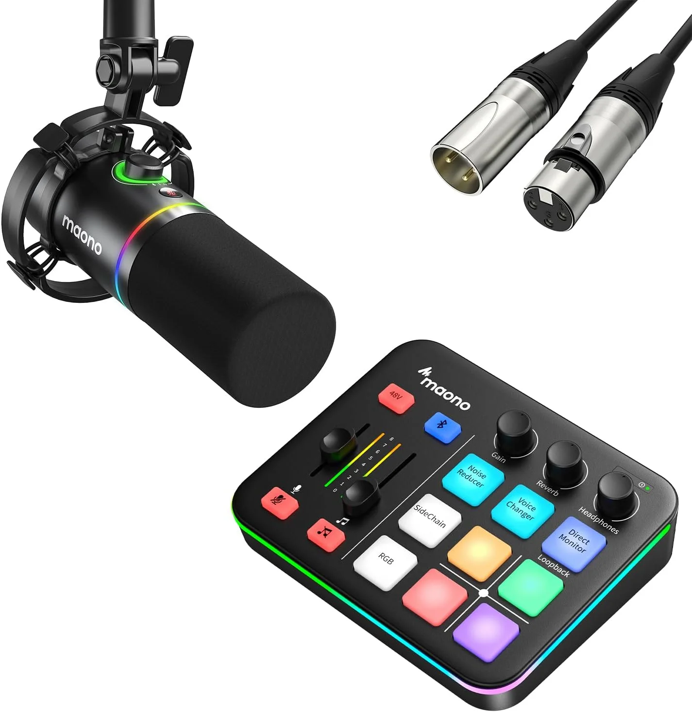 میکروفون داینامیک XLR/USB و کیت میکسر گیمینگ MAONO، برای پخش زنده، پادکست، تولید محتوا، بازی