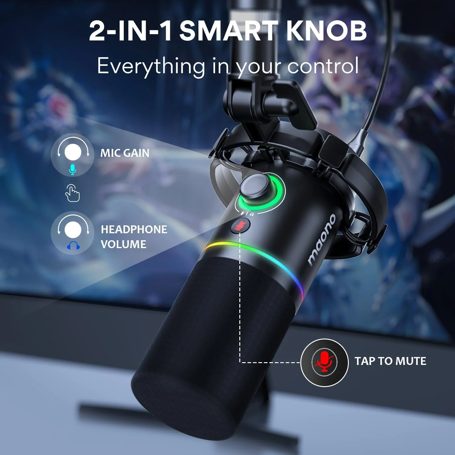 میکروفون داینامیک XLR/USB و کیت میکسر گیمینگ MAONO، برای پخش زنده، پادکست، تولید محتوا، بازی