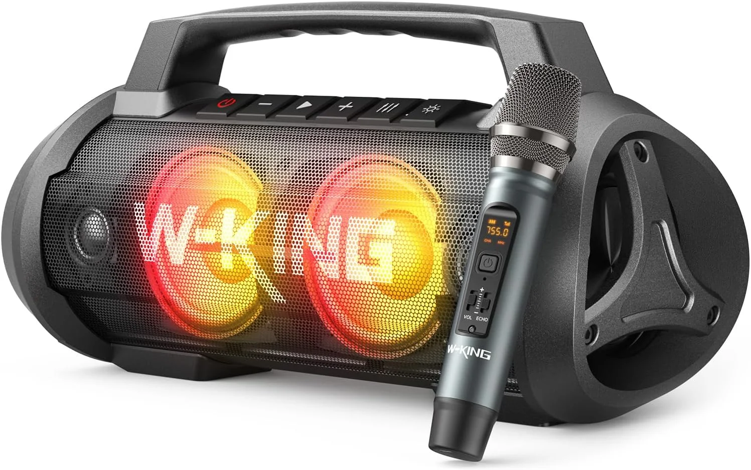 اسپیکر بلوتوثی قابل حمل W-KING 70W (اوج 120W) با میکروفون بی سیم، اسپیکرهای بلوتوثی ضد آب با ساب ووفر، اسپیکرهای بلوتوثی بی سیم مناسب فضای باز با صدای بلند/بیس عمیق/DSP/جفت شدن استریو/پاور بانک