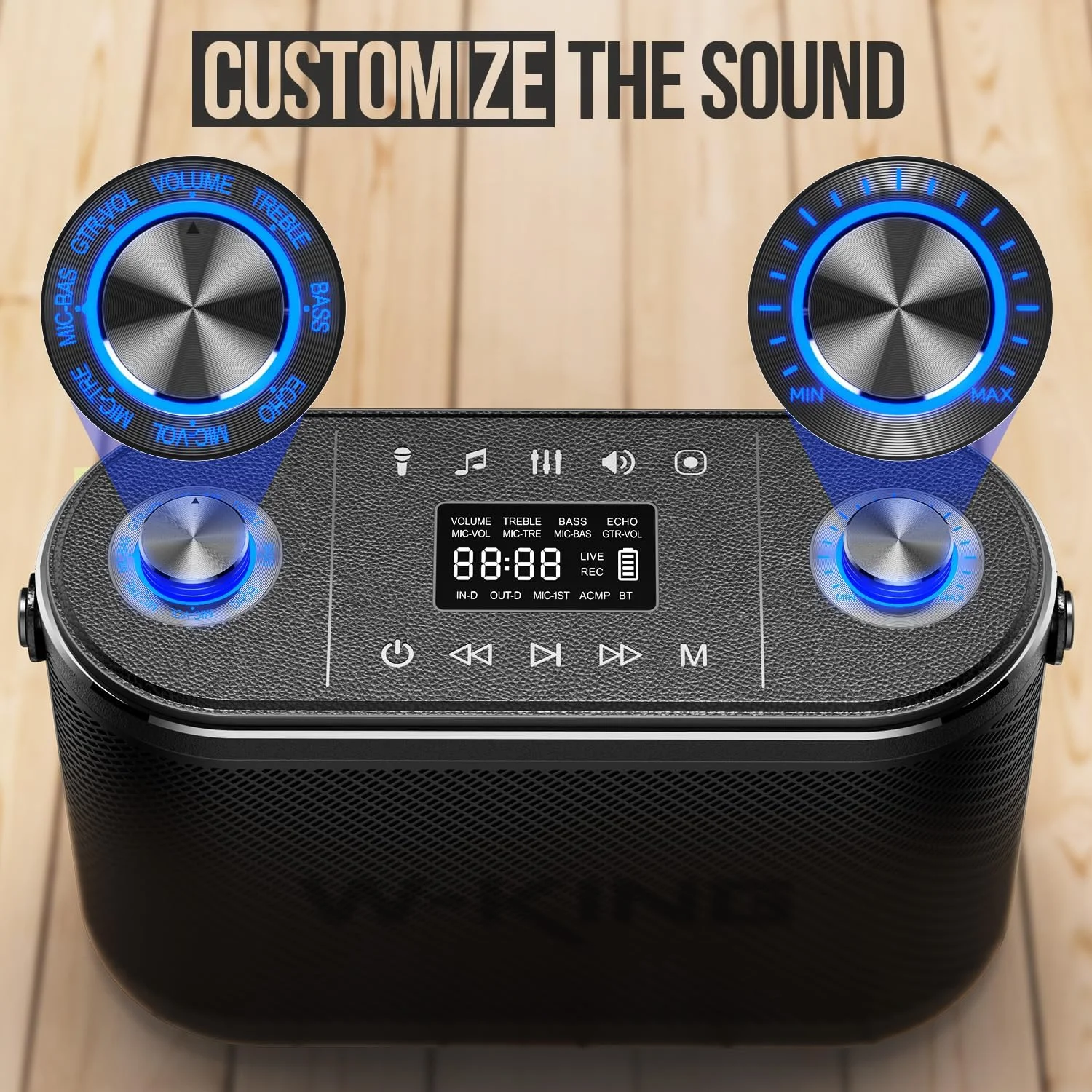 اسپیکر بلوتوثی W-KING با توان خروجی 120 وات RMS (240 وات پیک) با بیس قوی، 2.1 کانال 3-Way/بیس و تریبل قابل تنظیم/پورت گیتار/میکروفون UHF/همراهی/ضبط/پخش زنده/مانیتور HP، اسپیکر بی سیم بزرگ قابل حمل مناسب فضای باز