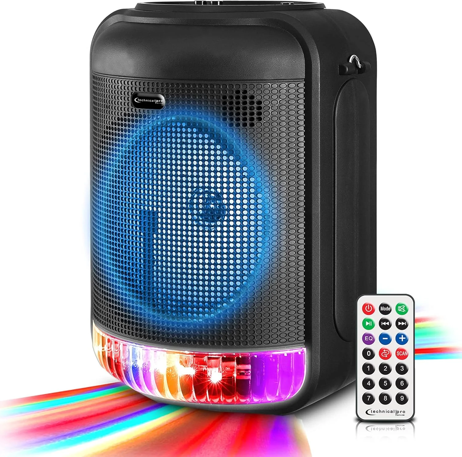 اسپیکر مهمانی بلوتوثی قابل حمل 8 اینچی Technical Pro LIT8 با نور LED، بند و اتصال بی‌سیم
