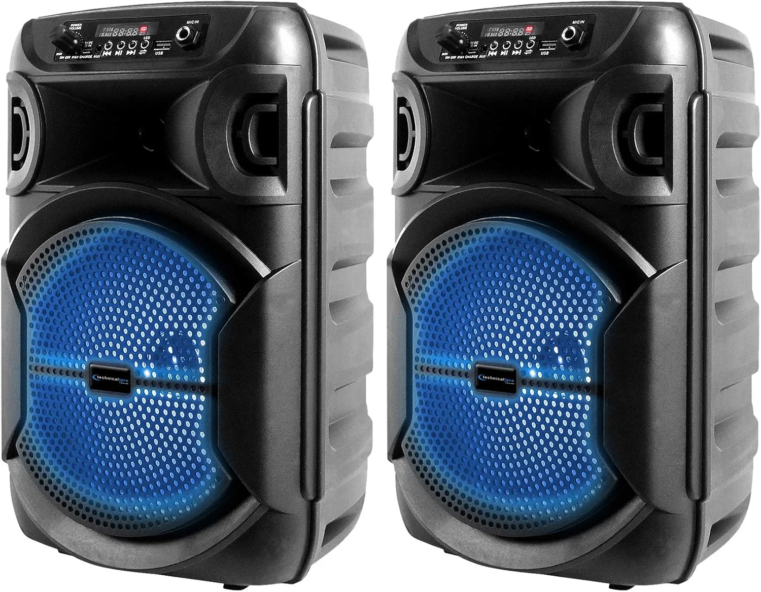 تکنیکال پرو (2) اسپیکر مهمانی ال ای دی 8 اینچی بی سیم TWS قابل حمل BOOM8 با بلوتوث
