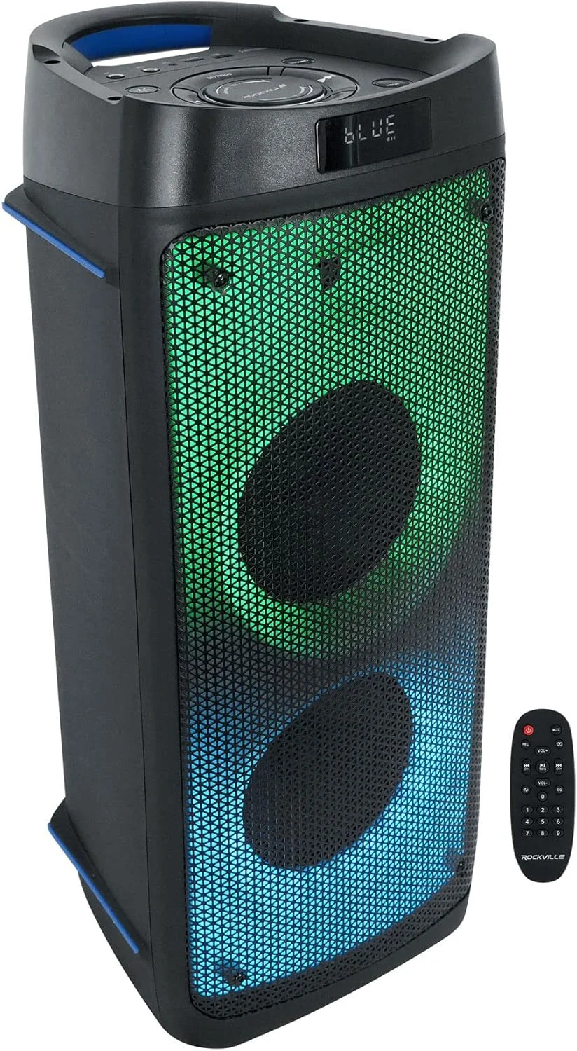 سیستم اسپیکر بلوتوثی Rockville BASS Party 65 1200w LED برای مهمانی + ورودی میکروفون