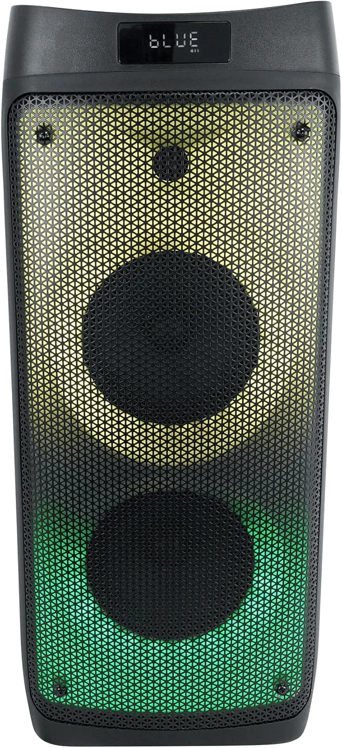 اسپیکر بلوتوثی 1200 واتی Rockville BASS Party 65، ووفر دوگانه 6.5 اینچی، 4 حالت LED، ورودی میکروفون و گیتار، اتصال TWS، باتری قابل شارژ، برای مهمانی ها و کارائوکه