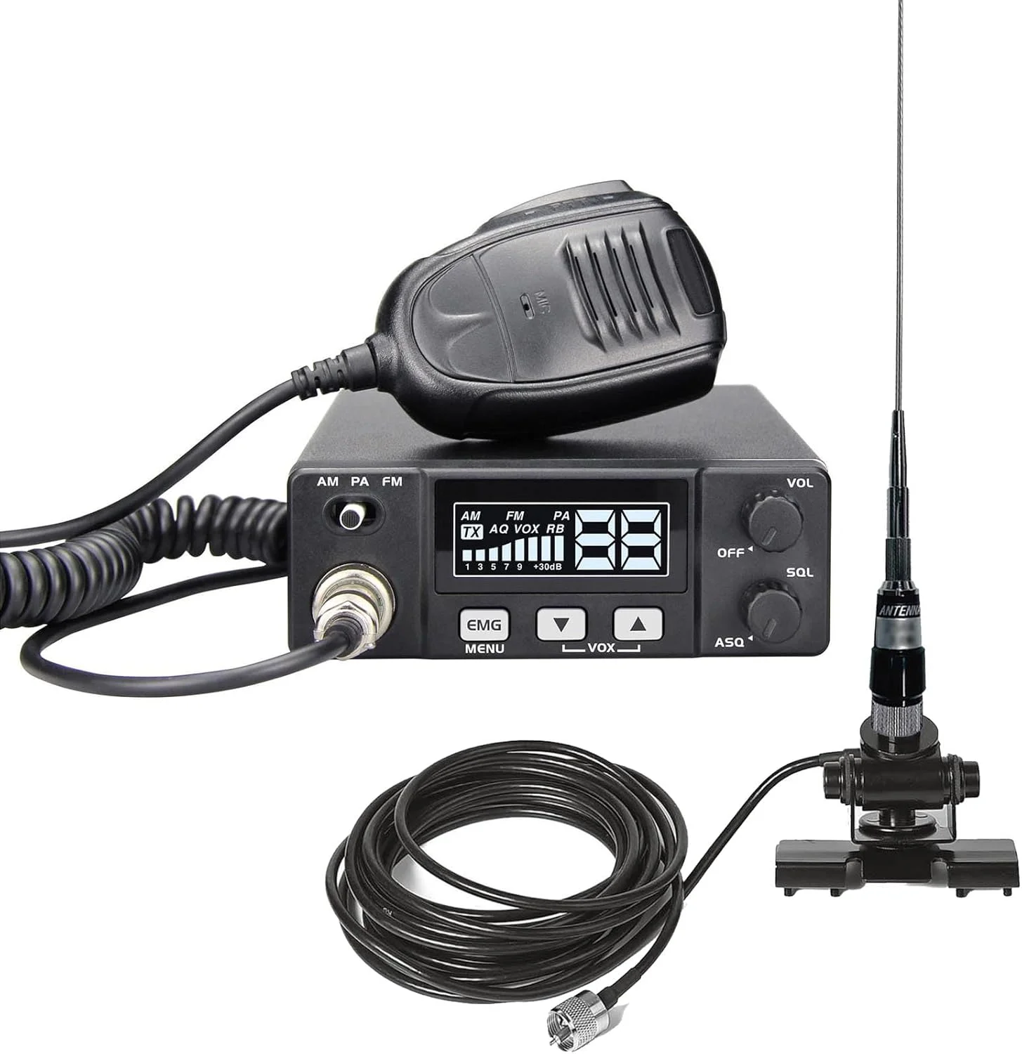 رادیو دو طرفه CB مدل AT-505PRO VOX مینی CB با سیستم PA برای کامیون، رادیو دو طرفه قابل تعویض PA AM FM با آنتن رادیو CB