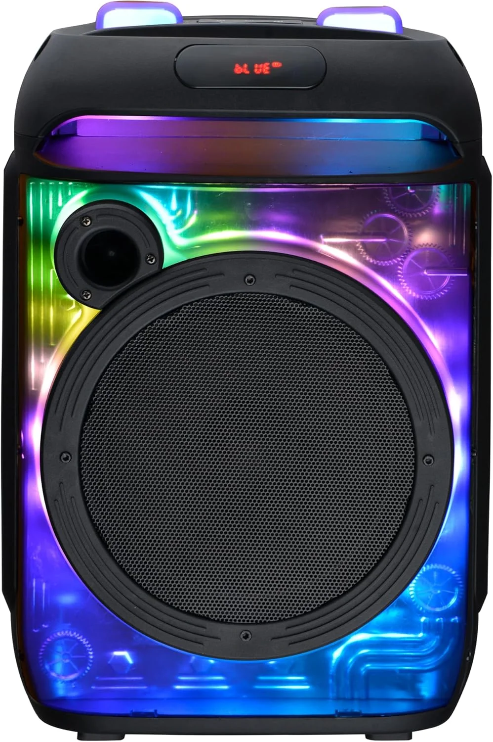 اسپیکر بلوتوثی قابل حمل 8 اینچی IQ Sound IQ-5908DJBT Cyber Flex با TWS، چراغ های LED، توان RMS 40 وات، USB/SD/FM/AUX، میکروفون بی سیم، کنترل از راه دور، باتری قابل شارژ، ایده آل برای مهمانی ها و رویدادها