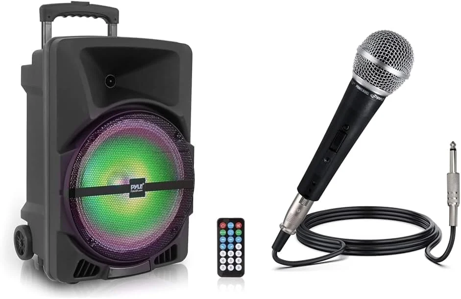 باندل سیستم بلندگوی PA قابل حمل 1200 واتی Pyle با بلوتوث به همراه میکروفون داینامیک وکال