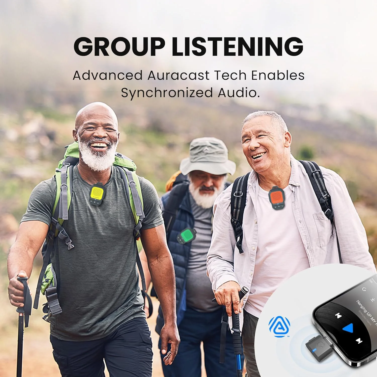بسته سیستم بلندگوی پوشیدنی Auracast مدل Avantree HomeBuddy Trio + HomeBuddy، بسته 12 عددی با فرستنده USB-C، بلوتوث، گیره دار، ضد آب IP67، برای استفاده گروهی و شخصی در داخل و خارج از منزل