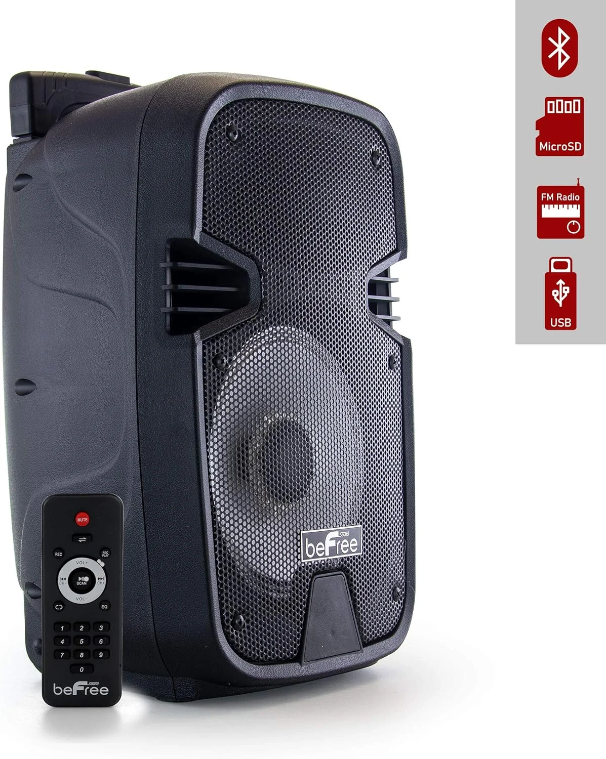 اسپیکر مهمانی قابل حمل بلوتوثی 8 اینچی beFree Sound با USB، SD و چراغ های واکنش گرا - تصویر 3