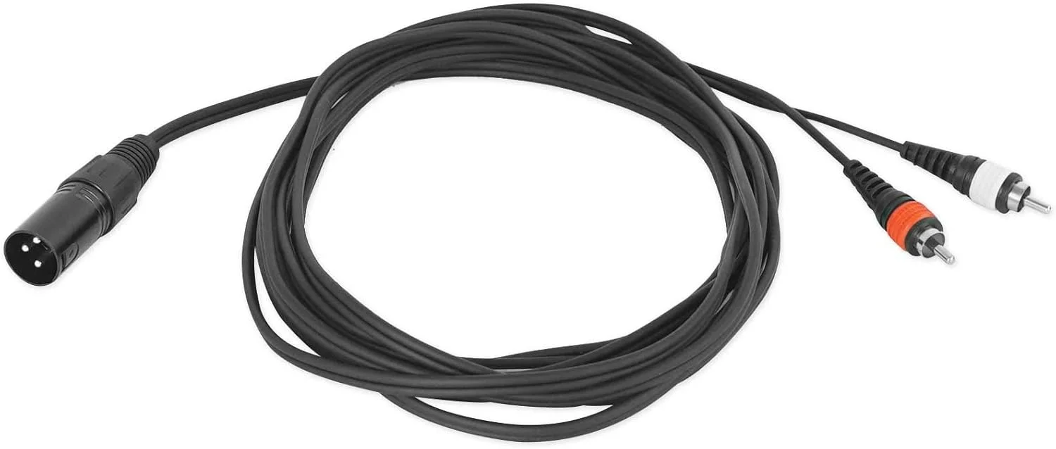کابل صوتی 15 فوتی XLR به RCA دوگانه راکویل RXLRDRCA15، مس 100٪، صدای با کیفیت بالا، ساخت بادوام، سیگنال بدون نویز، برای دی‌جی‌ها و صوتی خانگی