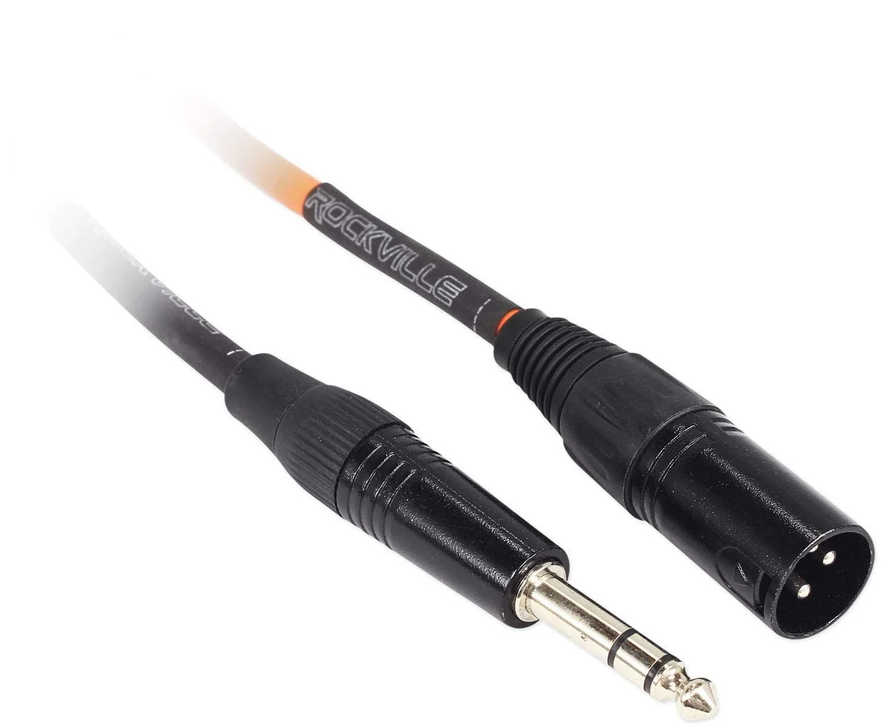 کابل 6 متری XLR نر REAN به TRS 1/4 اینچی Rockville RCXMB20-O، 100% مس، نارنجی، روکش PVC بادوام، محافظ 90% OFC، برای نوازندگان و صدای زنده