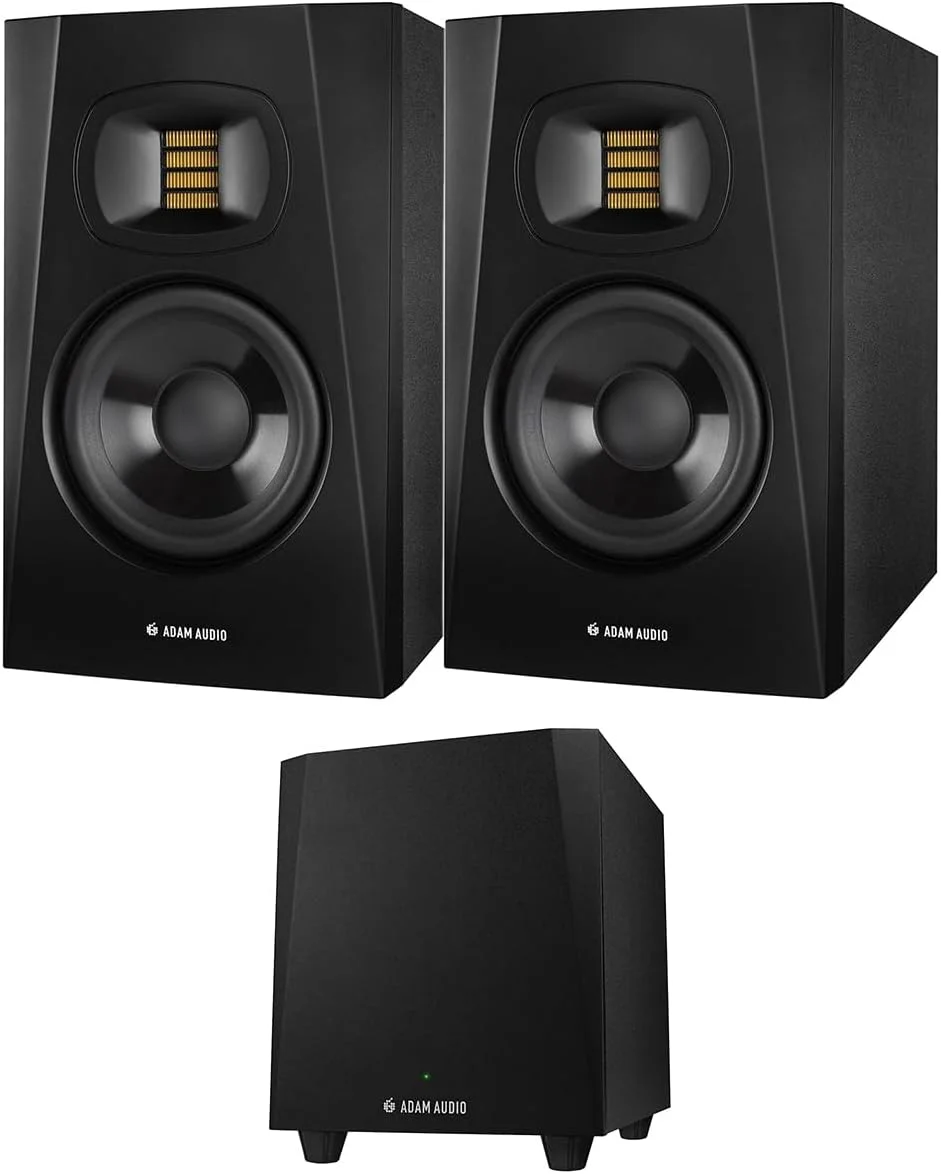 مانیتور استودیویی اکتیو ADAM Audio Professional T-Series T5V 5" 70W 2-Way Nearfield، جفت، همراه با ساب ووفر T10S 10" 130W