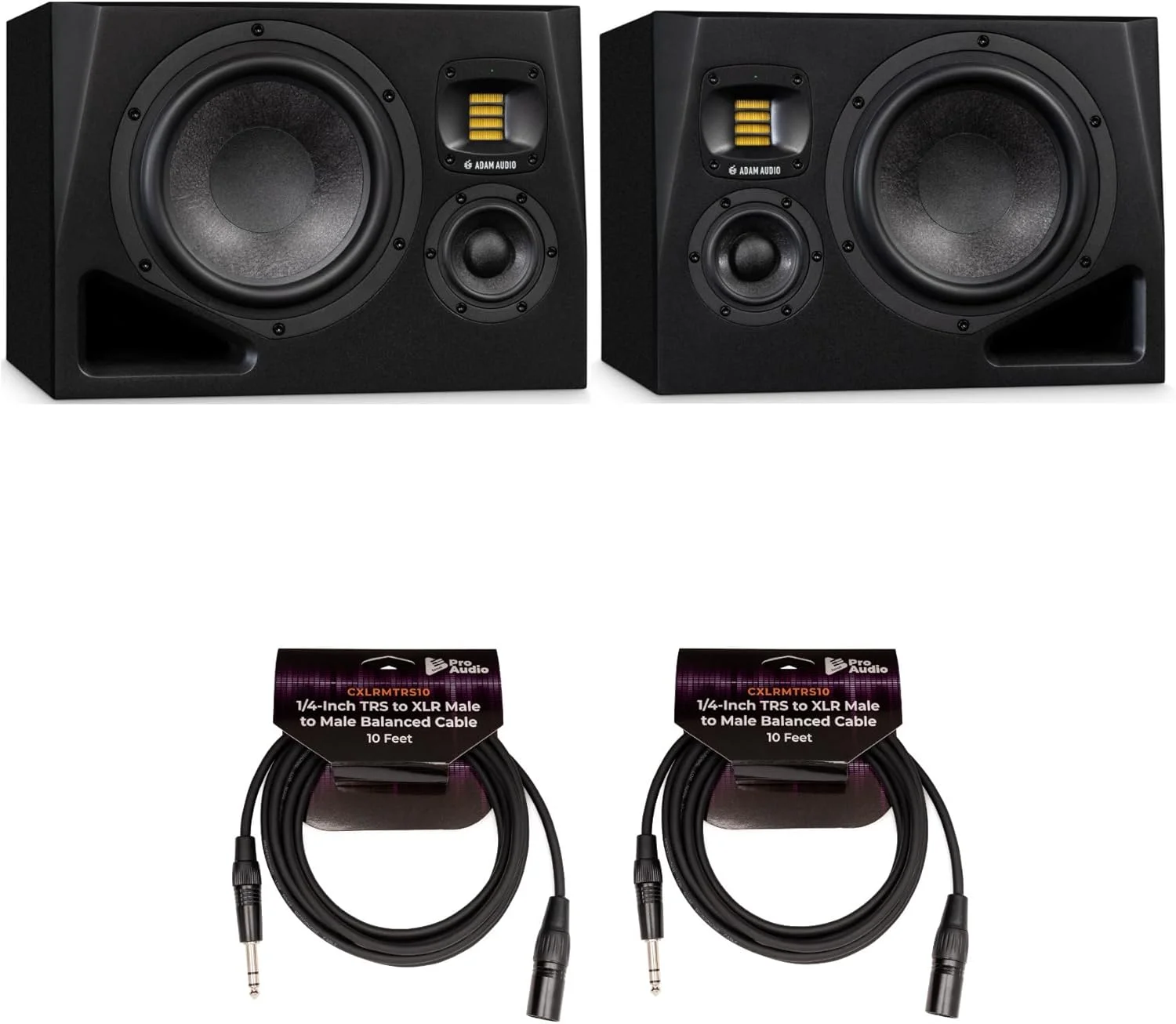 مانیتور استودیویی سه طرفه Adam Audio A8H (چپ و راست) همراه با کابل 3 متری (2 عدد) (4 قطعه)