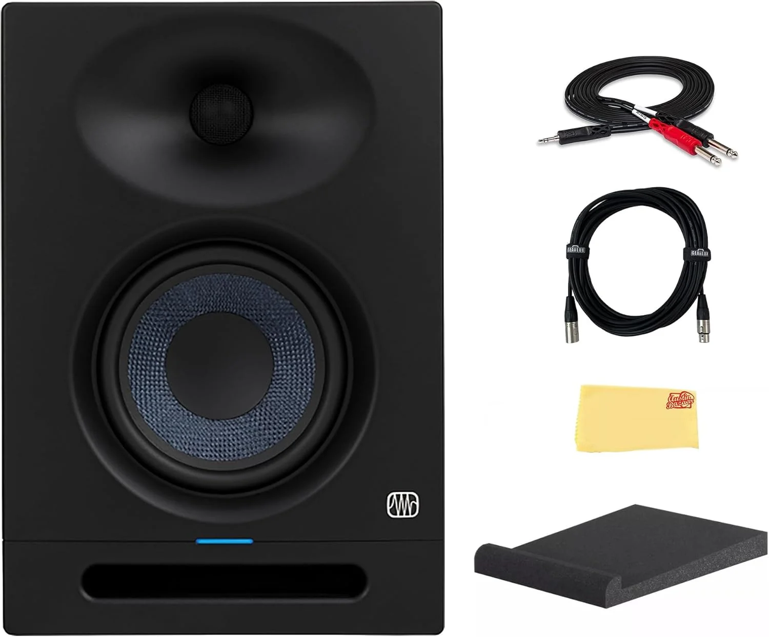 مانیتورهای استودیویی اکتیو 2-Way پریسونوس Eris Studio 5 با ووفر 5.25 اینچی به همراه کابل استریو Breakout، کابل XLR و پارچه پولیش