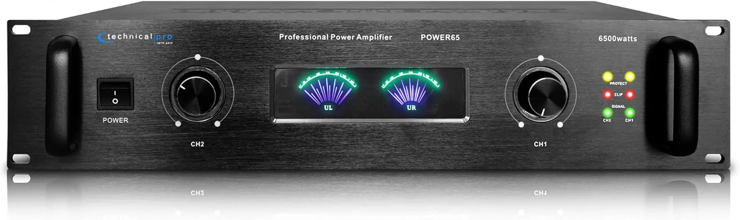 سیستم صوتی حرفه ای قابل حمل Technical Pro، آمپلی فایر استریو دیجیتال 2 کاناله با توان 6500 وات، برای سیستم بلندگوی خانگی