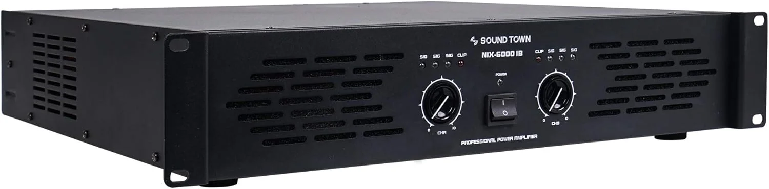 آمپلی فایر حرفه ای دو کاناله ساند تاون، 2 x 1560W در 4 اهم، توان خروجی پیک 6000W (NIX-6000IB)