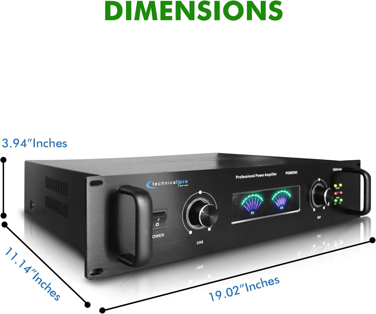 سیستم صوتی حرفه ای قابل حمل Technical Pro، آمپلی فایر استریو دیجیتال 2 کاناله با توان 6500 وات، برای سیستم بلندگوی خانگی