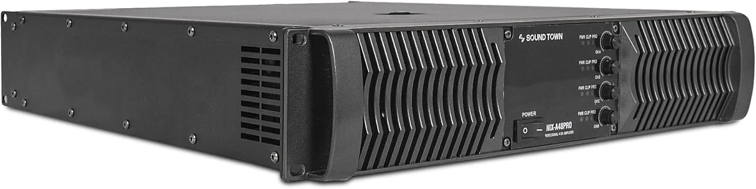 آمپلی فایر قدرت 4 کاناله PA DJ کلاس AB توان بالا ساند تاون 4 x 1800W در 4 اهم، قابل نصب در رک 2U با نمایشگر LCD (NIX-A48PRO)